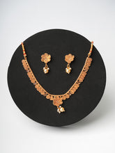 Floral Pendant Gold Polished Set With Earings