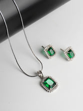 Green Stone With Zircona Chain Pendant Set