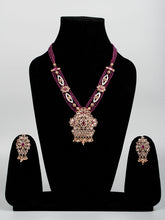 Majenta Beads With Heavy Uncut Kundan Pendant Set