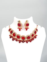 Red Stone With Zircona Choker Set