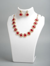 Triangular Red Stone & Zircon Mala Set