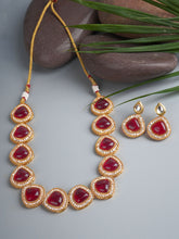 Triangular Red Stone & Zircon Mala Set