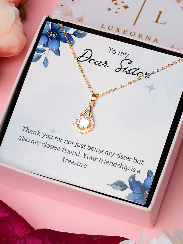 Luxe Dazzling Droplet Zircona Pendant Gift For Sister as Friend