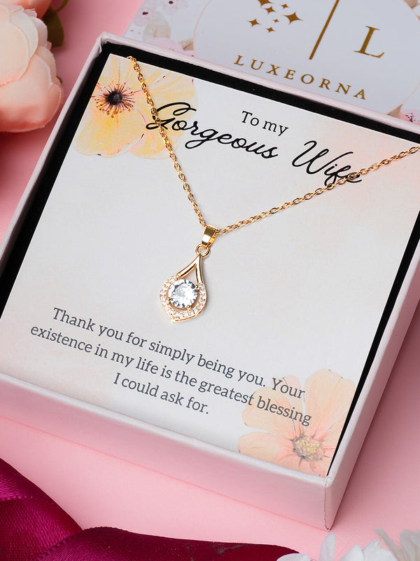 Luxe Dazzling Droplet Zircona Pendant Gift For Wife As Blessing