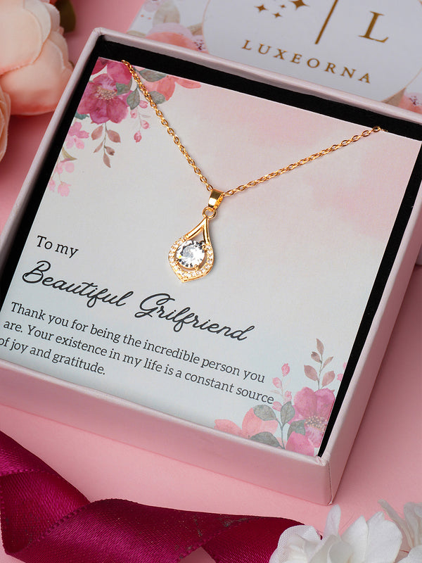 Luxe Dazzling Droplet Zircona Pendant Gift For Beautiful Girlfriend Gratitude