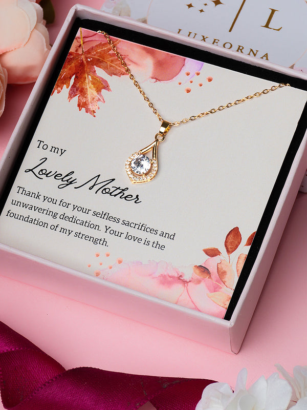 Luxe Dazzling Droplet Zircona Pendant Gift For Mother Dedication