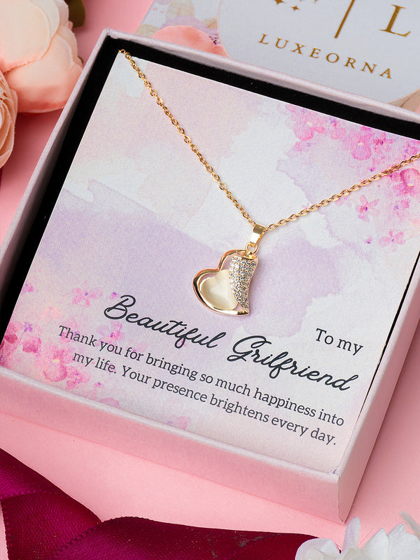 Luxe Zircona Heartbeat Pendant Gift For Beautiful Girlfriend