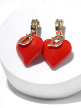 Red Heart Hoop Earrings