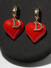 Red Heart Hoop Earrings