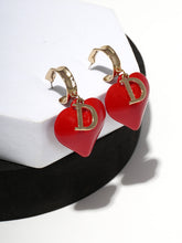 Red Heart Hoop Earrings