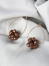 Golden Hoops with Coffee Floral Beads