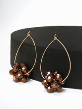 Golden Hoops with Coffee Floral Beads