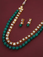 Kundan With Green Beads Duo Necklace