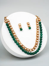 Kundan With Green Beads Duo Necklace