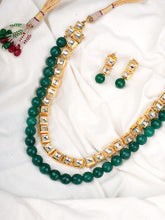 Kundan With Green Beads Duo Necklace