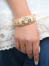 Milky White Meena Jadau Kundan Bracelet