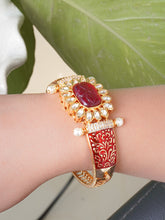 Red Meena Bracelet with Handcrafted Stone