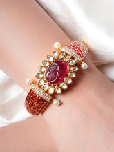 Red Meena Bracelet with Handcrafted Stone