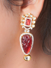 Kundan Zircona Necklace with Red Handcrafted Stone