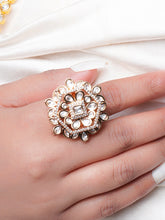 Kundan Zircona Hexagon Ring