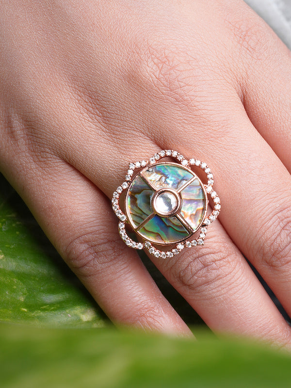 Rainbow Stone Rosegold Ring