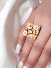 Square Meena Floral Ring