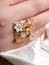 Square Meena Floral Ring