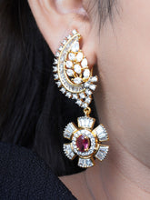 Floral Leaf Ruby Earing