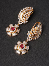 Floral Leaf Ruby Earing