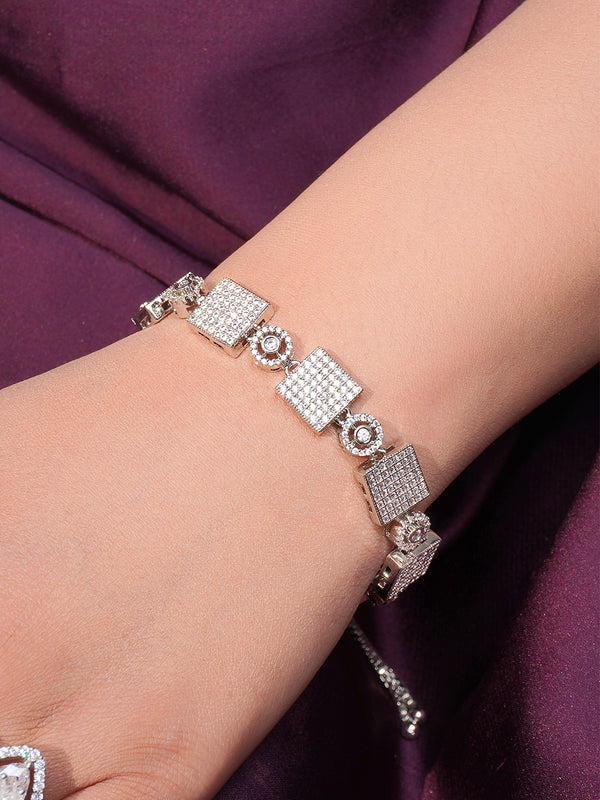 Silver Square Zircona Bracelet