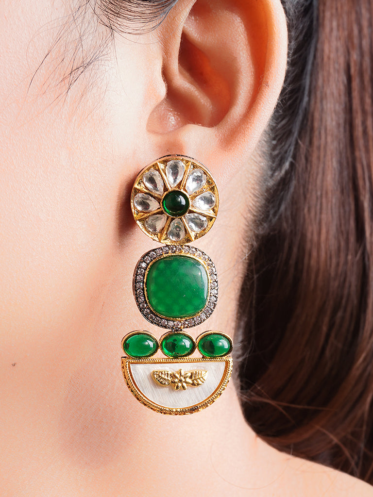 Buy Emerald Green Thread Earrings In Silver by RITIKA SACHDEVA at Ogaan  Market Online Shopping Site