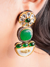 Emerald Green Earrings With Half Moon Glamour