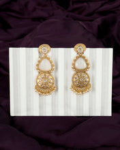 Matt  Gold Double Drop Flowral Earrings