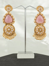 Matt  Gold Double Drop Flowral Earrings