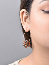 Golden Hoops with Coffee Floral Beads