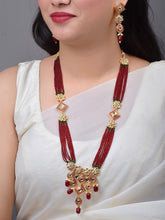 Mahroon Meena & Kundan Beads Set