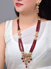 Mahroon Meena & Kundan Beads Set