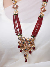 Mahroon Meena & Kundan Beads Set