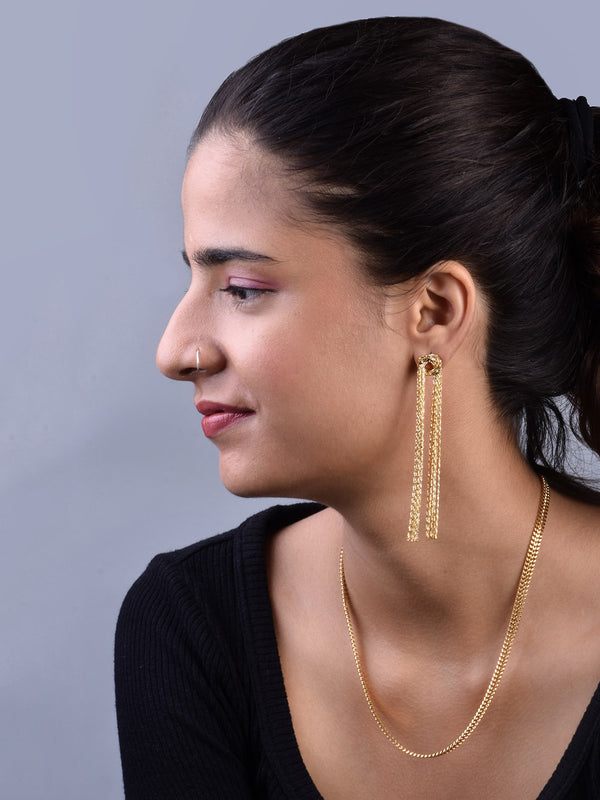 Luxe Golden Cascade Thread Earrings