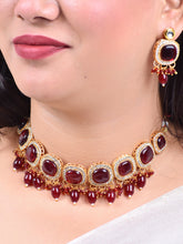 Red Stone With Zircona Choker Set