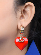 Red Heart Hoop Earrings