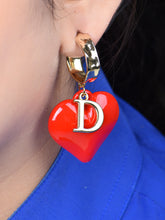 Red Heart Hoop Earrings