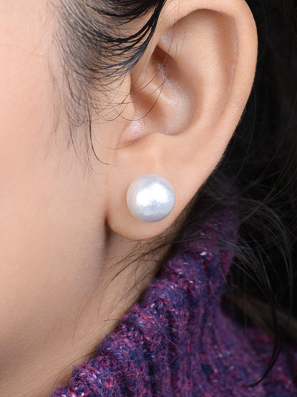 White Small Pearl Studs