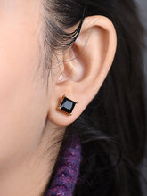 Square Black Stone Studs